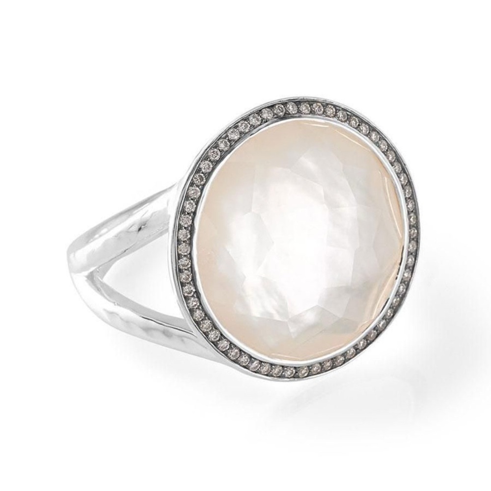 IPPOLITA Silver Ring with Diamonds in Mother-of-Pearl 1/4ctw - LOLLIPOP